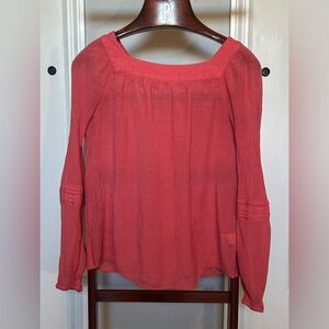 32.  LC Lauren Conrad Coral Relaxed Smocked Blouse